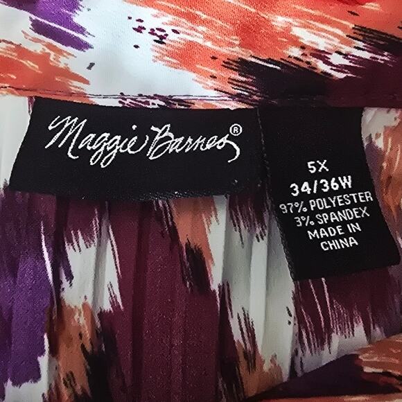 Maggie Barnes Purple Orange Design Summer Women's Tank Blouse 5X - Picture 4 of 4
